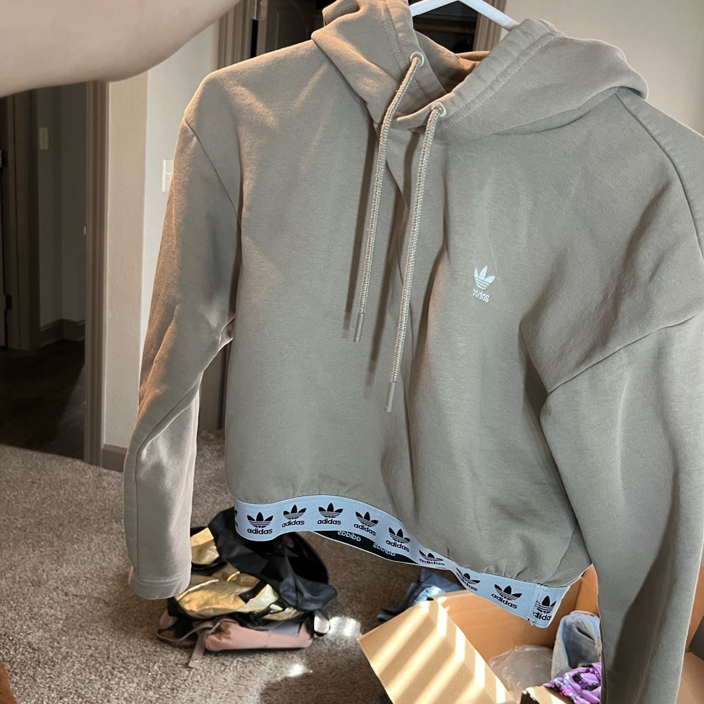 Small Tan Adidas Crop Hoodie